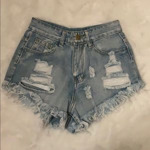 Light blue Jean booty shorts